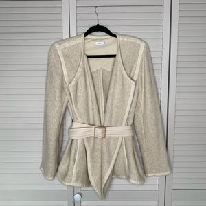 Vince Woven Blazer Cotton Linen Blend